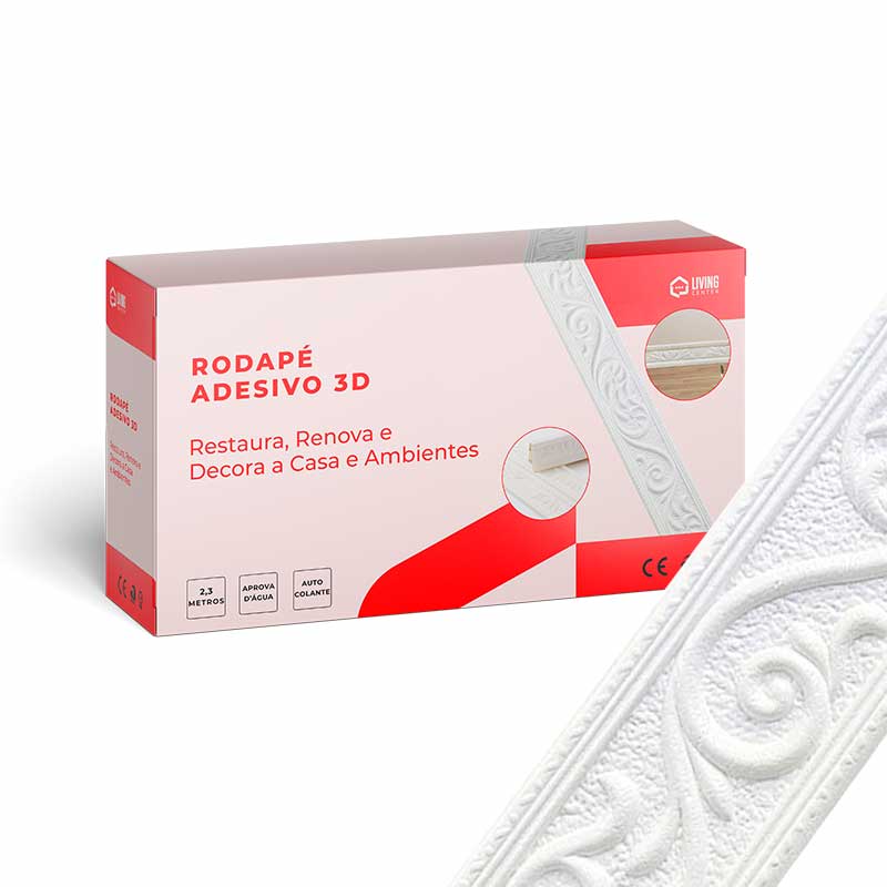 Rodapé 3D Adesivo Que Restaura, Renova e Decora a Casa e Ambientes (2,5 Metros)